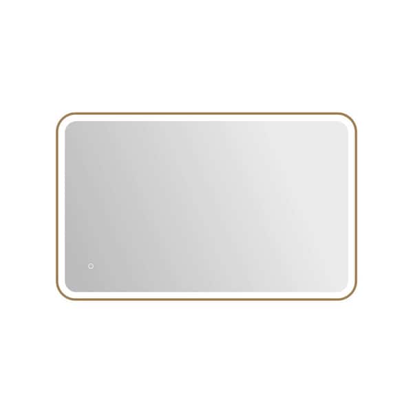 30 in. W x 48 in. H Rectangle Framed LED Wall Mirror in Satin Gold