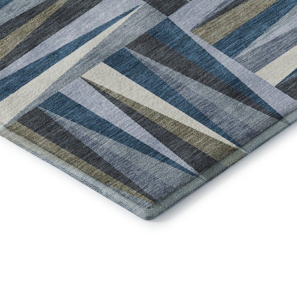 Mayfield Premium Machine Washable Abstract AMF1012 Denim 8 ft. x 10 ft. Area Rug