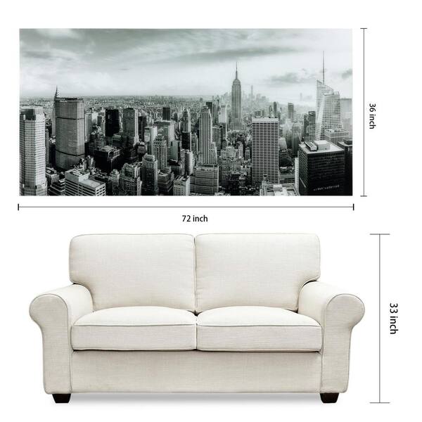 Empire Art Direct My New York Frameless Free Floating Tempered Glass Panel Graphic Wall Art, 72 x 36, Ready to Hang