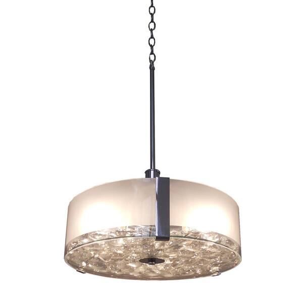 Aurora Lighting 3-Light Chrome Chandelier with Flat Clear Glass Shade