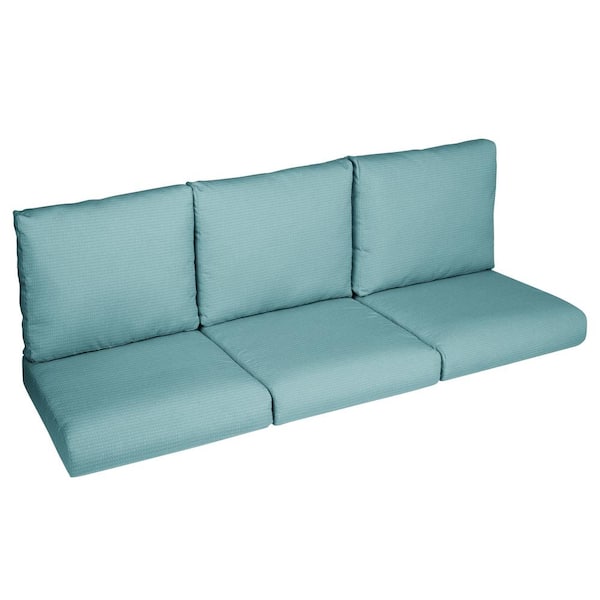 SORRA HOME Sorra Home 22.5 in. x 22.5 in. x 5 in. (6-Piece) Deep Seating Outdoor Couch Cushion in ETC Aqua
