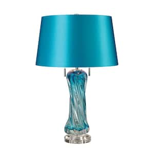 24 in. Blue Vergato Free Blown Glass Table Lamp