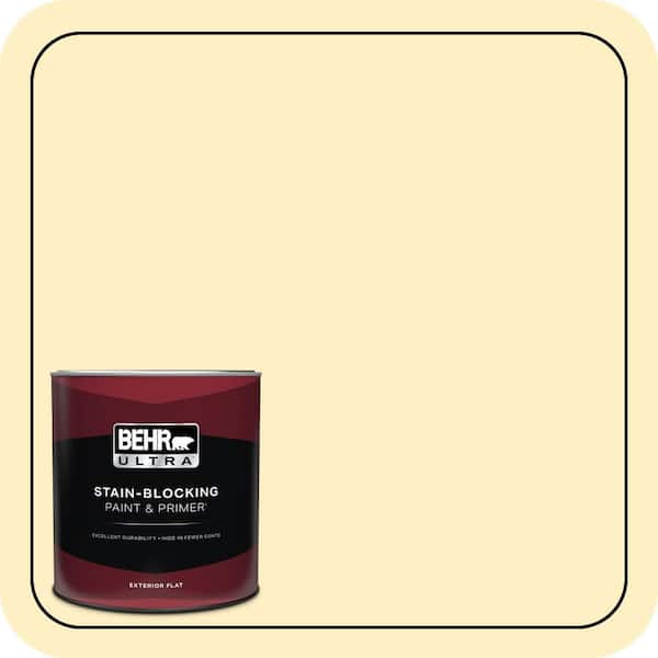 BEHR ULTRA 1 qt. #380A-2 Moonlit Yellow Flat Exterior Paint & Primer