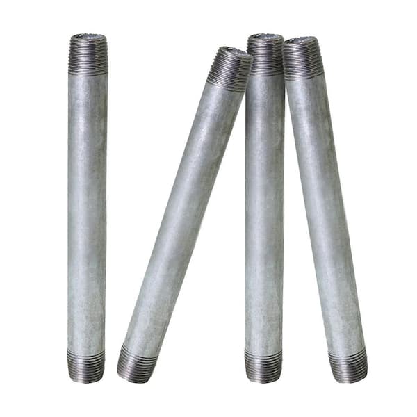 The Plumber's Choice 1/2 in. x 12 in. Galvanized Steel Nipple Pipe (Pack of 4)