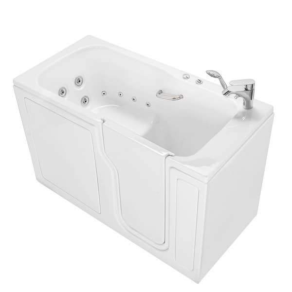 Standard 60 in. x 30 in. Right Drain Walk-In Whirlpool Bathtub in White, Right Inward Swing Door, 2-Piece Faucet
