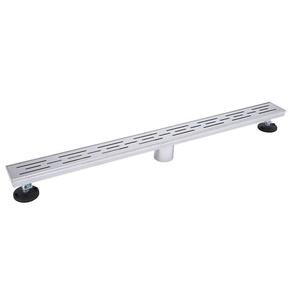 24-in Polished Chrome Linear Shower Drain with Offset Pattern Grate