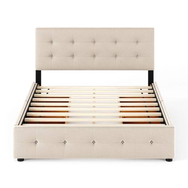 Upholstered Platform Bed With, Bed Frame No Box Spring Needed King
