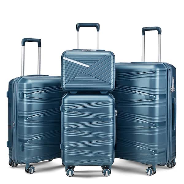 OLUMAT 4-Piece Peacock Blue Security and Convenience Luggage Set