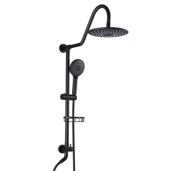 Fapully 2-spray 10 in. Dual Shower Head and Handheld Shower Head Wall Mount Shower Set 2.5 GPM in Matte Black