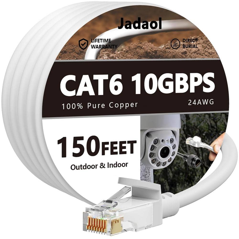 150 ft. Heavy-Duty Outdoor Cat 6 Unshielded Gold Plated Round Ethernet Cable - White price history on PriceWatchPro