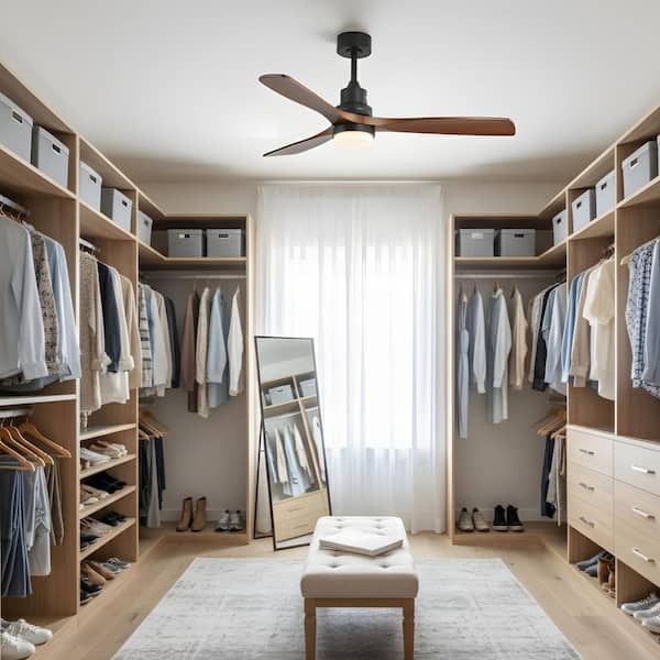 52 in. LED Indoor Black Ceiling Fan with Light Kit, Remote Control