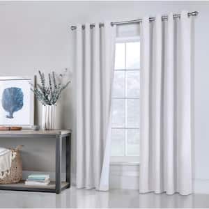 Ventura White 52 in. W x 84 in. L Grommet Total Blackout Curtain Panel Pair, Each Panel