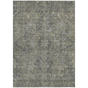 Brown and Black 9 ft. x 12 ft. Woven Oriental Rectangle Indoor/Outdoor Area Rug