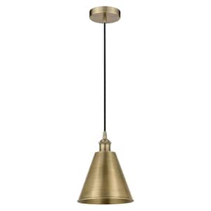 Edison Cone 100-Watt 1-Light Antique Brass Standard Mini Pendant Light with Metal Shade