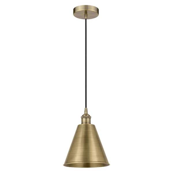 Innovations Edison Cone 100-Watt 1-Light Antique Brass Standard Mini Pendant Light with Metal Shade