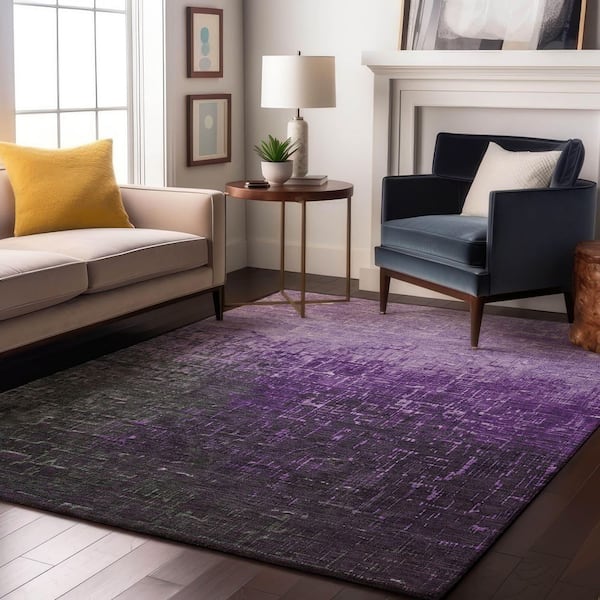 Mayfield Premium Machine Washable Abstract AMF1066 Purple 8 ft. x 10 ft. Area Rug