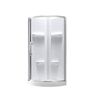 40.20 in. x 79.50 in. 2-piece Direct-to-Stud Corner Shower Wall Set in White