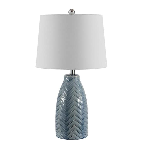 SAFAVIEH Naji 24.5 in. Gray Table Lamp with White Shade