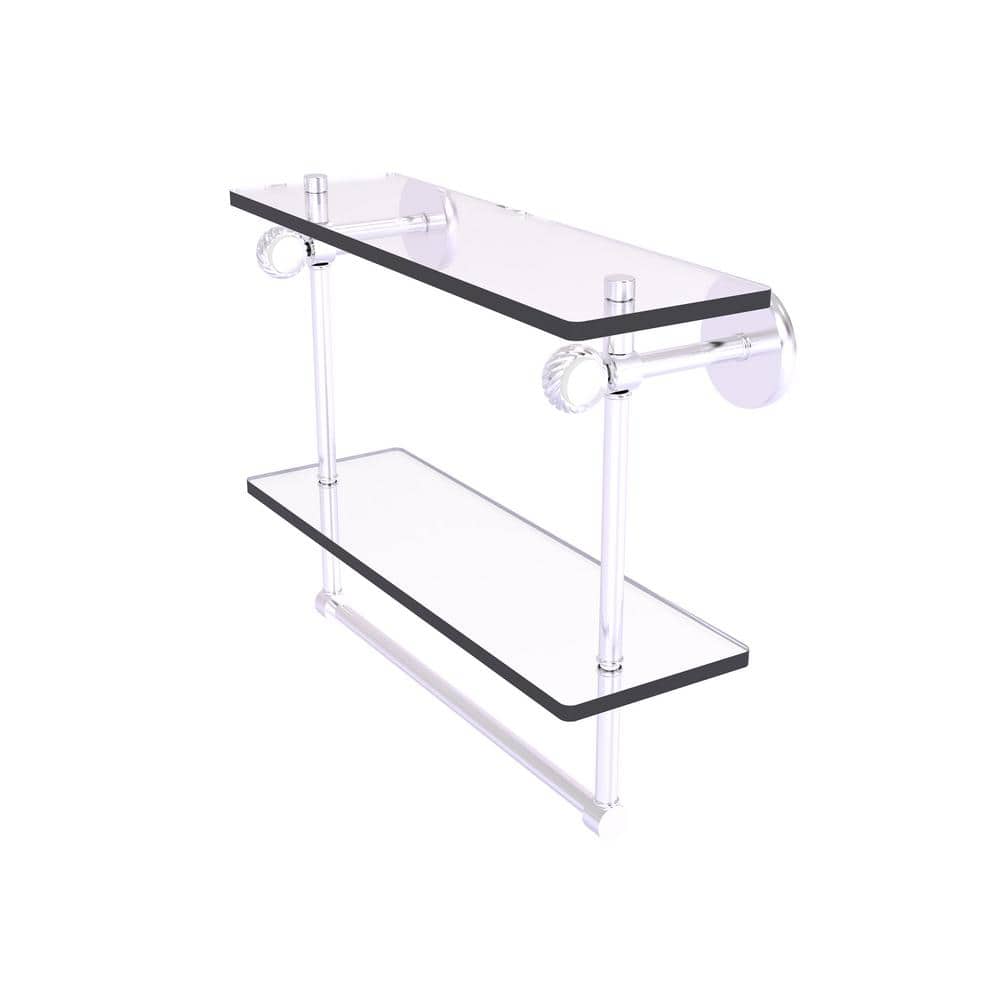 Clearview Collection 16 in. Double Glass Shelf with Towel Bar and Twisted Accents in Satin Chrome price history on PriceWatchPro