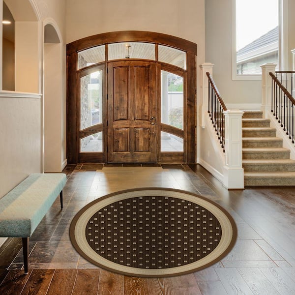 Jewel Athens Brown 5 ft. Round Area Rug