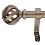 Cage 36 in. - 72 in. Adjustable Curtain Rod 1 in. in Dark Bronze with Finial