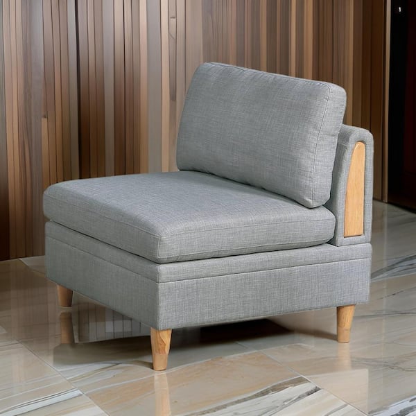 Benjara Gimy 36 in. Armless Fabric Square Sofa in. Gray and Brown