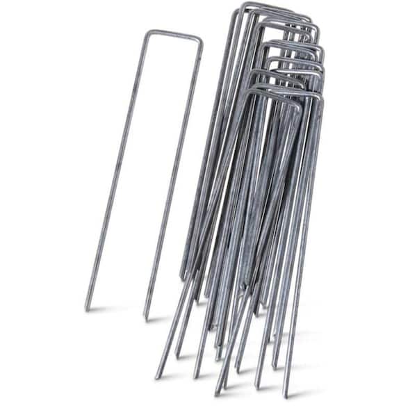 10 in. U-Shaped Garden Staples, Steel Landscape Pins for Weed Fabric, Sod & Netting, Ground Anchors, 10-Pack