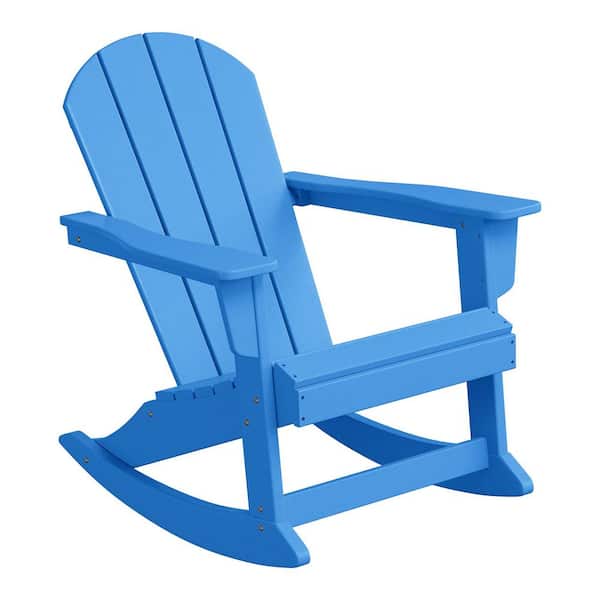 WESTIN OUTDOOR Laguna Fade Resistant Outdoor Patio HDPE Poly Plastic Adirondack Porch Rocking Chair in Pacific Blue