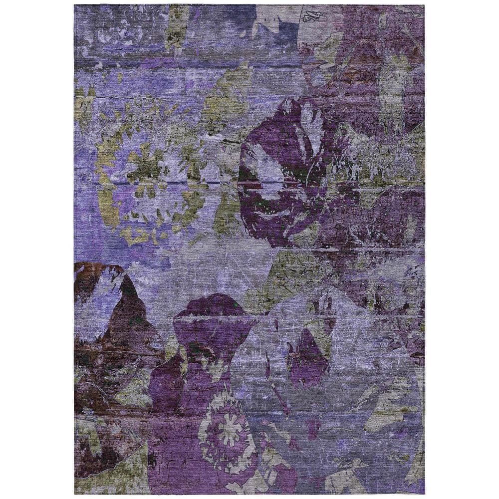 Purple and Green 3 ft. x 5 ft. Woven Floral Rectangle Indoor/Outdoor Area Rug price history on PriceWatchPro