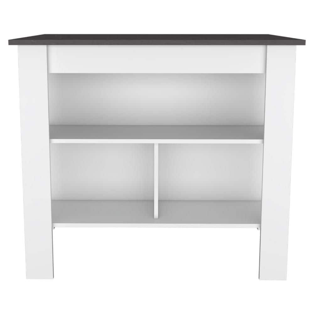 White Wood 15.1 in. Kitchen Island with Shelf