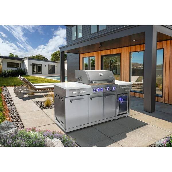 MONT ALPI Compact Series 5-Burner Outdoor Kitchen Grill Island Propane ...