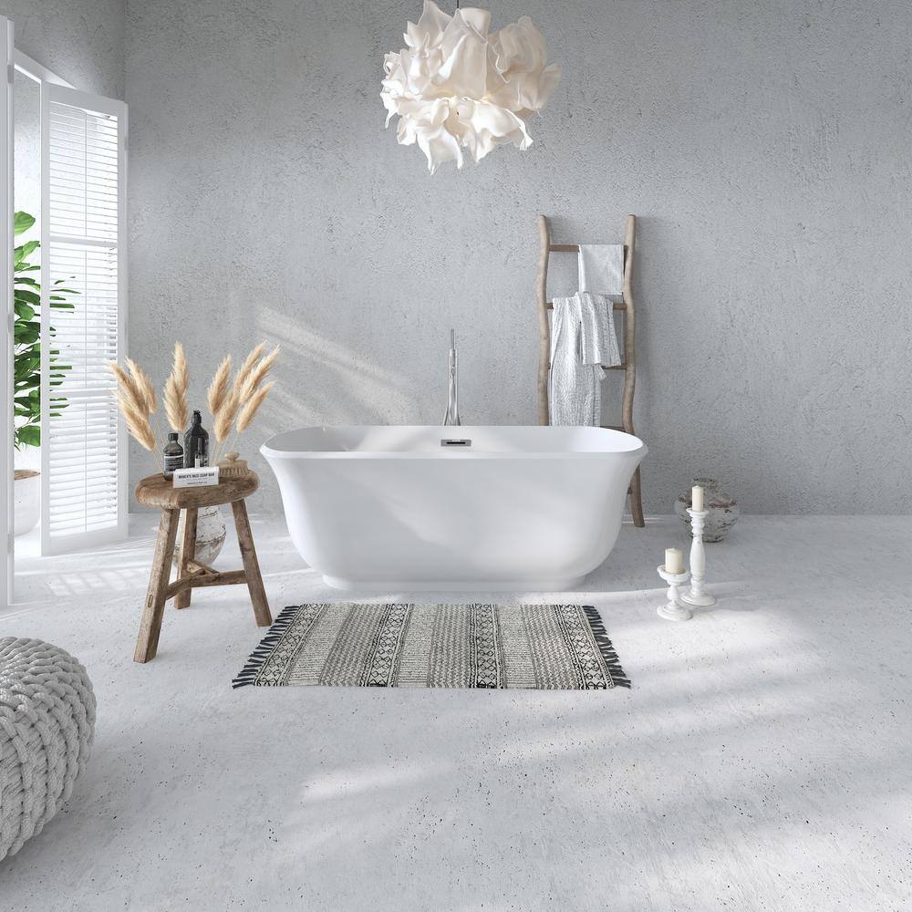 67" Glossy White Acrylic Freestanding Soaking Bathtub