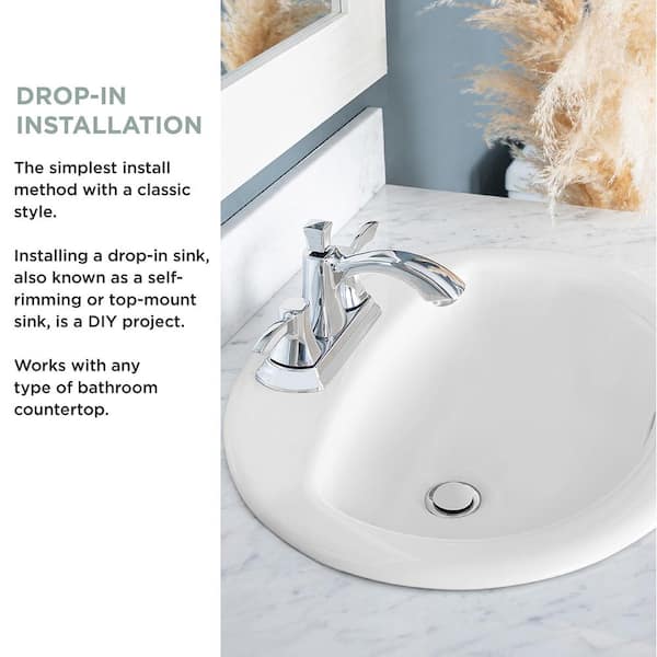 Glacier Bay Aragon 20 in. Drop-In Oval Vitreous China