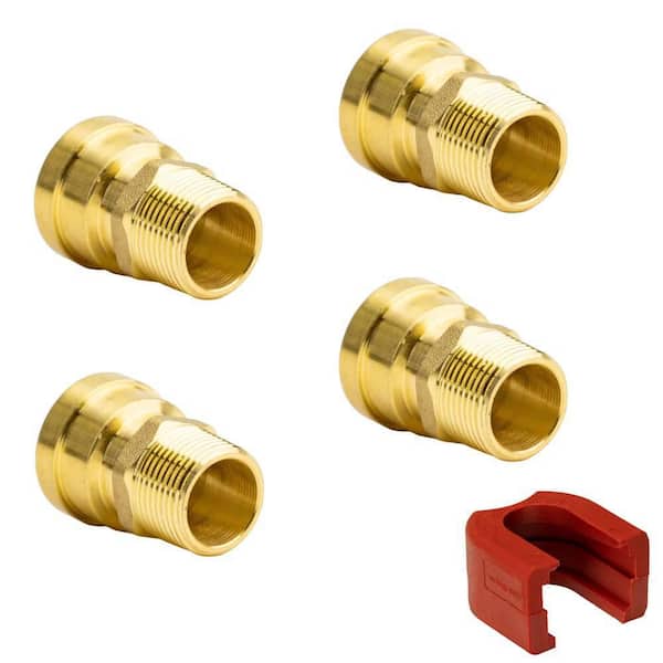 QUICKFITTING 3/4 in. Brass Push-to-Connect x MNPT (Male Thread) Adapter Fitting with SlipClip Release Tool (4-Pack)
