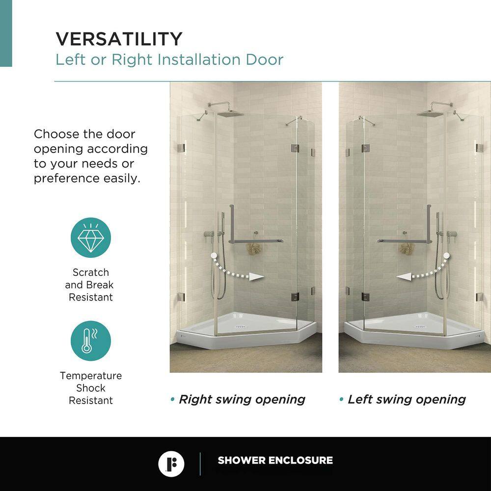 Polished Chrome Neo Angle Frameless Glass Shower Enclosure with Acrylic Base