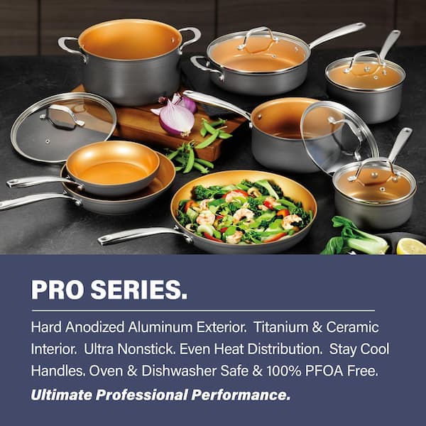 NOB Gotham Steel Pro 8 Piece Hard Anodized Cookware Non-Stick Ceramic &  Titanium