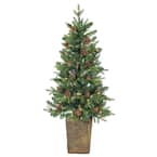 4 ft. Pre-Lit Natural Cut Georgia Pine Artificial Christmas Tree with Clear Lights in Pot