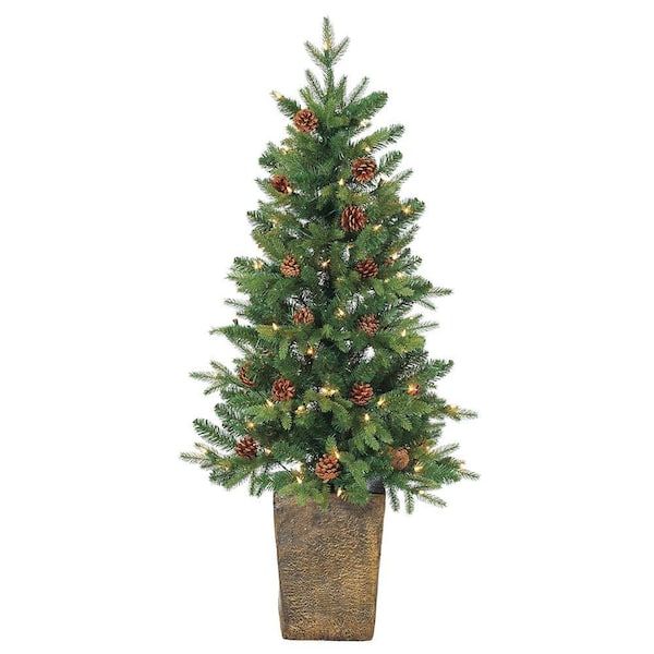 Sterling 4 ft. Pre-Lit Natural Cut Georgia Pine Artificial Christmas Tree with Clear Lights in Pot