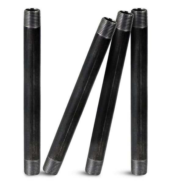 PLUMBFLEX Black Steel Pipe, 1/4 in. x 10 in. Nipple Fitting (Pack of 4)