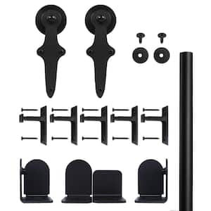 96 in. Wright Black Sliding Barn Door Round Track and Hardware Kit