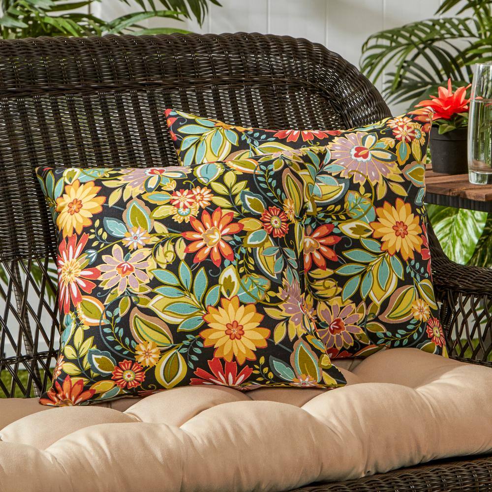 Jungle Floral 17" Square Outdoor Throw Pillow Set