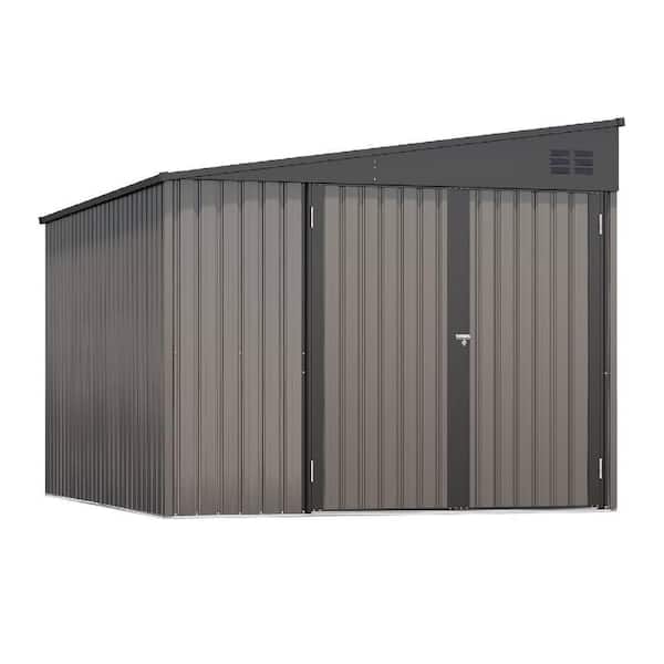 8 ft. W x 10 ft. D Metal Shed with Double Lockable Door in Brown (80 sq. ft. )
