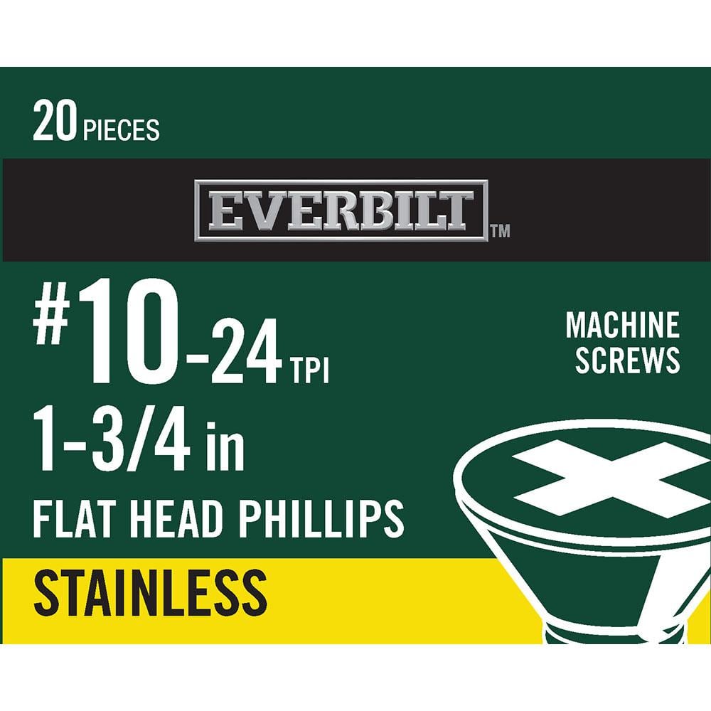 Everbilt #10-24 x 1-3/4 in. Phillips Flat Head Stainless Steel Machine ...