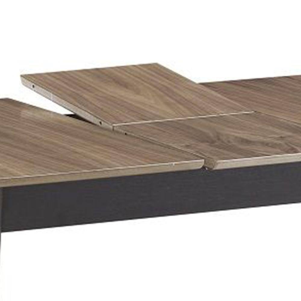 Anae 63 Inch Extendable Brown Wood Dining Table with Black Legs