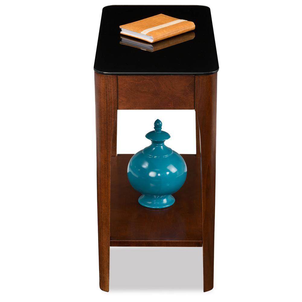 Obsidian Chestnut and Black Glass Narrow End Table