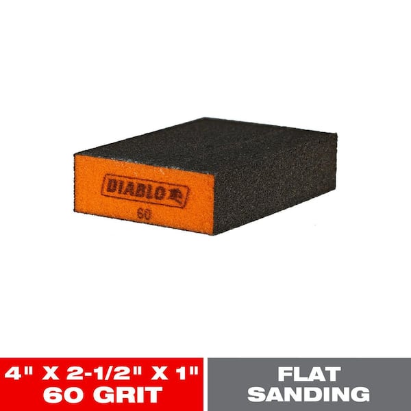4-1/2 in. x 2-3/4 in. x 1 in. 60 Grit Medium Flat Edge Sanding Sponge