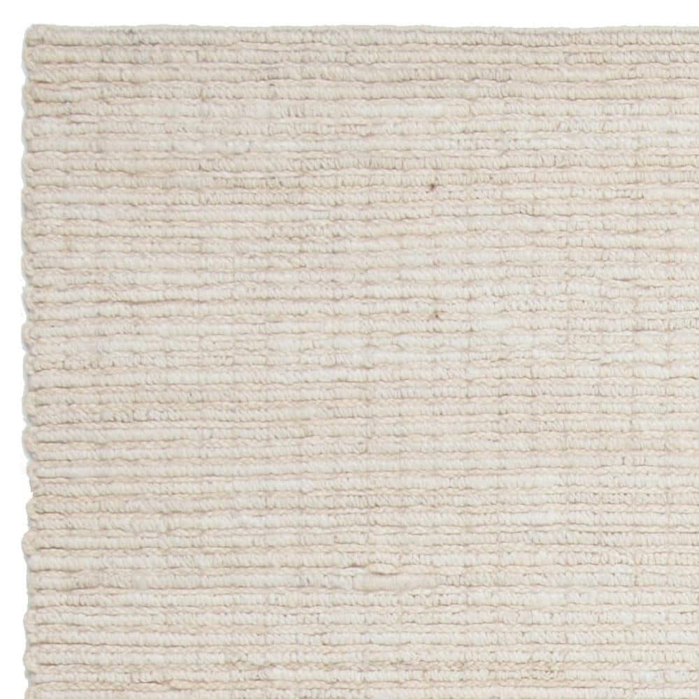 Ivory Flat Woven Handmade Rectangular 9' x 12' Area Rug