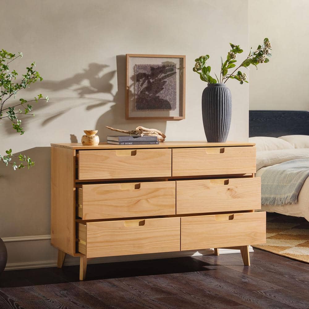 Sloane Mid-Century Modern Black 6-Drawer 52 in. Solid Wood Dresser - thumbnail 2