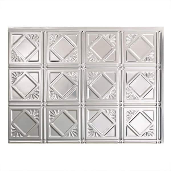 Fasade 18.25 in. x 24.25 in. Brushed Aluminum Traditional Style # 4 PVC Decorative Backsplash Panel