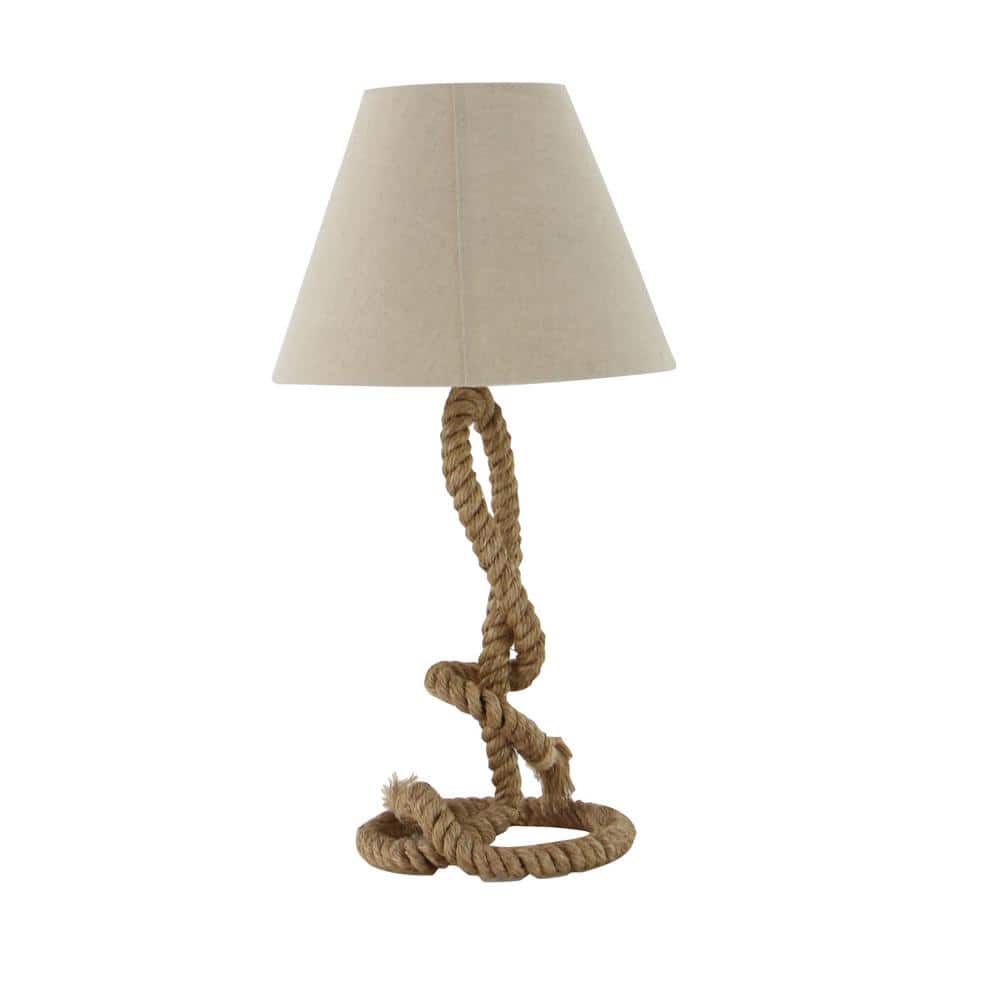 26" Rustic Jute Rope Table Lamp with White Shade